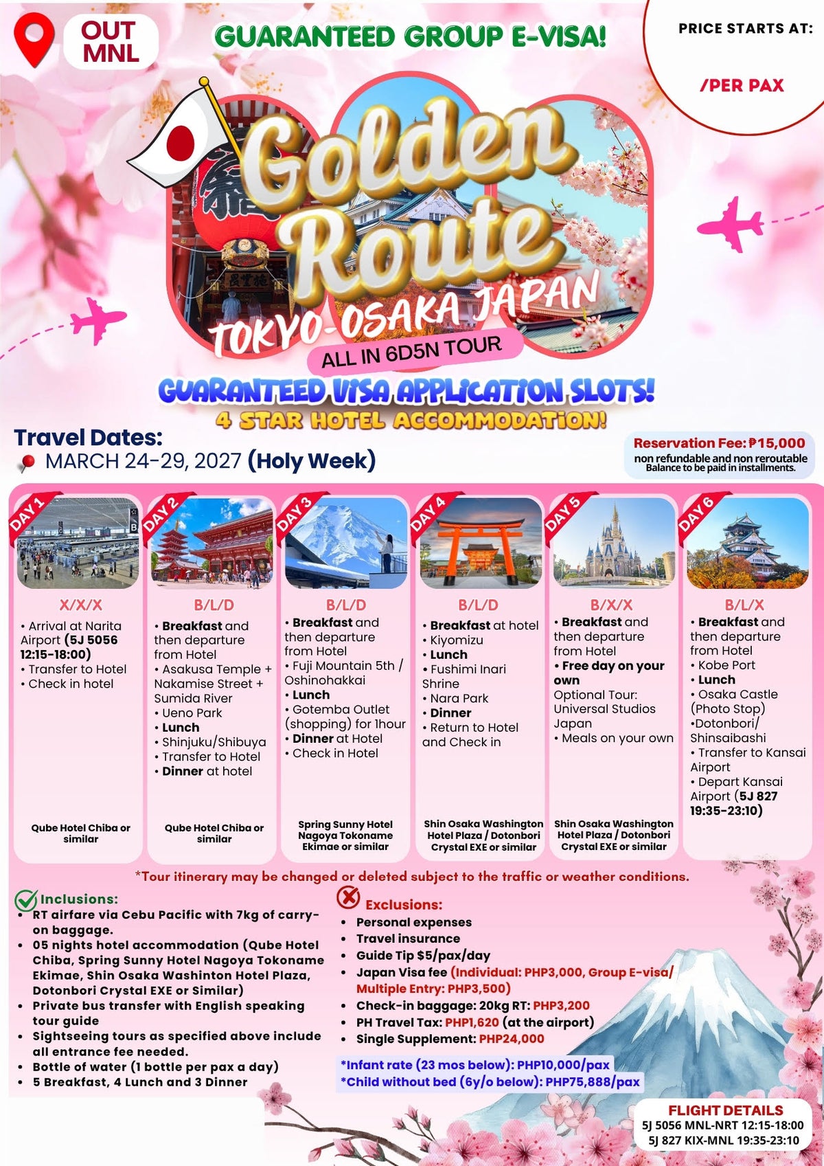 6D5N Golden Route Tokyo-Osaka Japan Tour Package