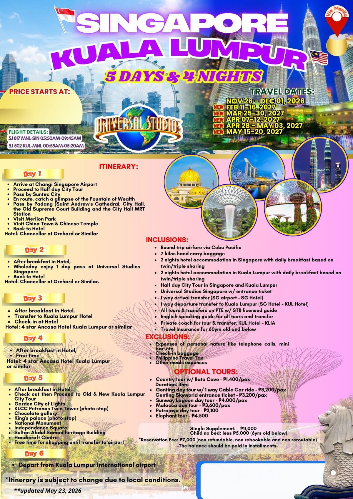 5D4N Singapore & Kuala Lumpur Dual-City Tour Package