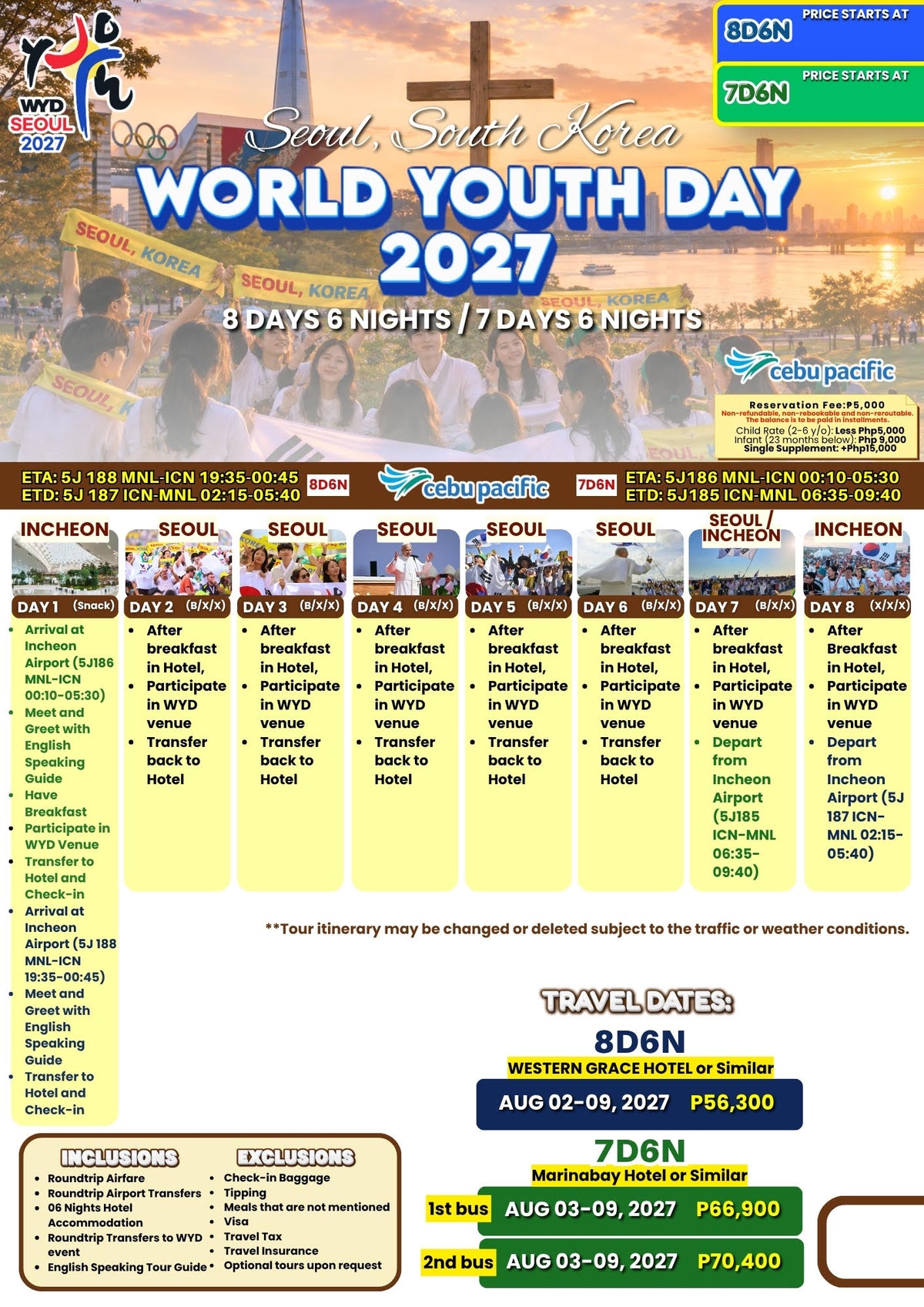 Seoul, South Korea World Youth Day 2027 Tour Package (8D6N & 7D6N Options)