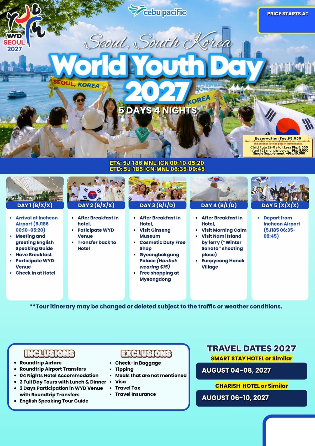 5D4N Seoul, South Korea World Youth Day 2027 Tour Package